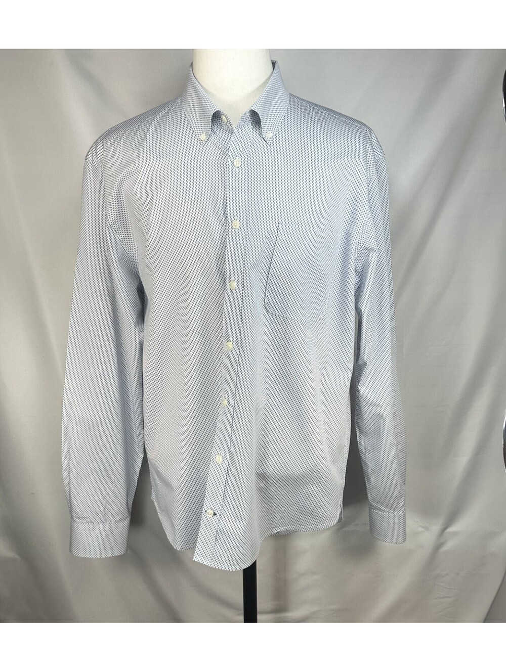 Jos A Bank 1905 Tailored Fish Pattern Button Up Blue Mens XL